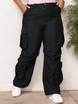 Брюки Rose Beauty A Plus Baggy Drawstring Ruched Valve Pocket Side Cargo Parachute Light Y2K 0XL темно серый