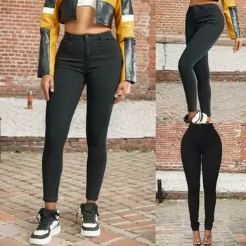 Rose Beauty A Slant Pocket Термооблегающие брюки с высокой талией XS чёрный