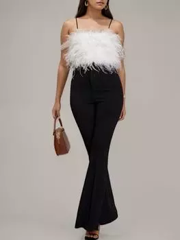 Rose Beauty A Высокая талия Эластичные швы Расклешенные брюки Деловые повседневные рабочие брюки Расклешенные брюки XS