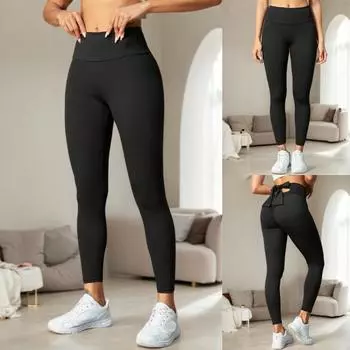 Rose Beauty A женские штаны для фитнеса и йоги с бантом сзади, с широкой резинкой на талии, компрессионные спортивные леггинсы для тренировок XS чёрный