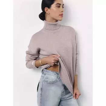 Rose Beauty A Женский свободный свитер-водолазка на осень и зиму S чёрный