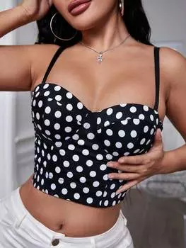 Rose Beauty Выходной корсет-бюстье с крючками и петлями в горошек M чёрный/белый