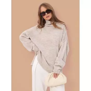 Rose Beauty Женский свободный свитер с высоким воротом для осени и зимы S розовый