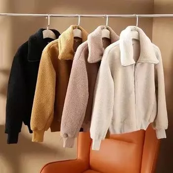 Rose beauty Женское однотонное зимнее теплое пальто, молния, плюшевый флис, мягкая комфортная укороченная куртка, топы S античный белый