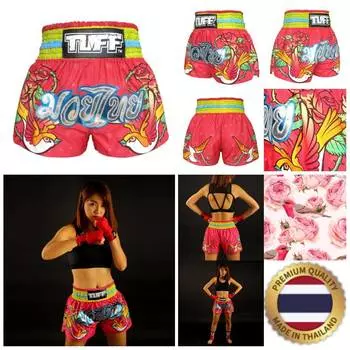 Rose Bird Pink Muay Thai MMA Kickboxing Boxing Shorts Retro Vintage Pants Print 3D Microfiber Elastic Fight Martial Art Training Fitness Gym Workout