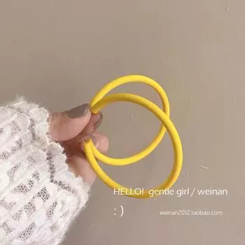 Rose Candy Big Circle Retro Mosquito Coil Ear Clip Pair of lemon yellow steel needles