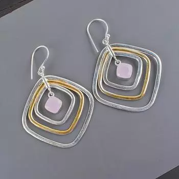 Rose Chalcedony Gemstone 925 Sterling Silver Handmade Jewelry Earrings 2.44 EE-70-13