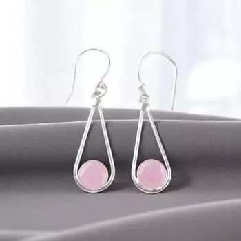Rose Chalcedony Gemstone 925 Sterling Silver Jewelry Handcrafted Earrings 1.76 EE-126-14