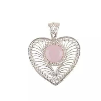 Rose Chalcedony Gemstone 925 Sterling Silver Jewelry Handmade Heart Pendant1.4 CP-15-16