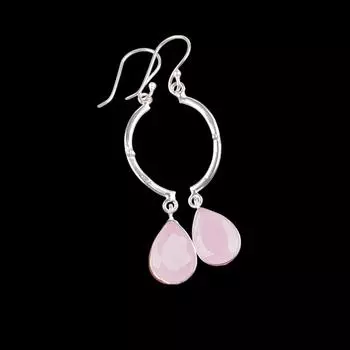Rose Chalcedony Gemstone 925 Sterling Silver Jewelry Handcrafted Earrings 2.60 EE-43-15