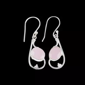 Rose Chalcedony Gemstone 925 Sterling Silver Jewelry Handcrafted Earrings 1.60 EE-49-16