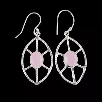 Rose Chalcedony Gemstone 925 Sterling Silver Jewelry Handmade Boho Earrings2.00 EE-48-16