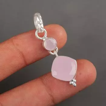 Rose Chalcedony Gemstone 925 Sterling Silver Jewelry Handmade Pendant 1.60 PP-9-15