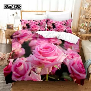 Rose Duvet Cover Set, Fashion Bedding Set, Soft Comfortable Breathable Duvet Cover, For Bedroom Guest Room Decor EU single(135x200cm)