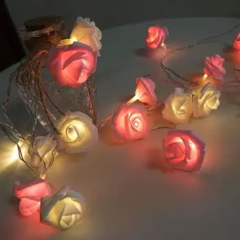 Rose Flower String Lights Valentine s Day 3m Flower Fairy String Light 20 LED Garland Lights for Party Wedding Mother s Day Birthday Christmas 7cm белый