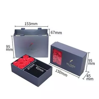 Набор подарочных коробок с розами (Коробка + Пакет + Цветок + Поздравительная открытка) Серьги + Кольцо + Ожерелье Набор из трех предметов