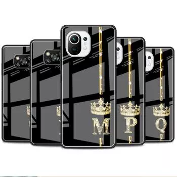 Стеклянный чехол из розового золота с 26 буквами MRPZ для Xiaomi Poco X3 NFC 11 Lite 11T F3 M3 Redmi Note 11 10 9 8 Pro 10S 9S 9A, чехол для телефона Xiaomi Poco F3