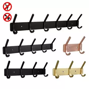 Rose Gold Bathroon Hook 3 4 5 6 Adhesive Aluminum Lavatory Kitchen Key Coat Robe Towel Holder Door Wall Hooks Black Storage Hang