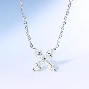 Rose Gold Four leaf Clover Diamond Necklace 32 Points Gold Platinum Horse Eye Diamond Pendant for Women