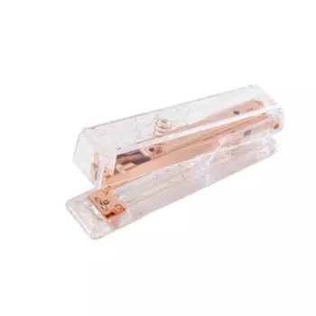 Rose Gold Paper Stapler Manual Book Binding Machines Transparent Stapler School Office Supplies L-Rose Gold