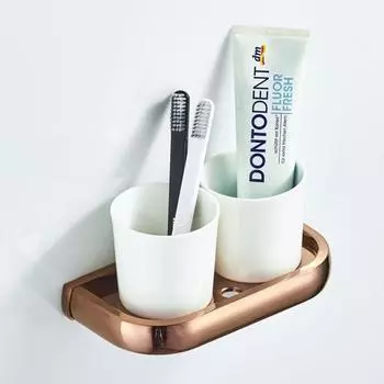 Rose gold toothbrush holder Rustle Cup Toothbrush set Double rustle cup toothbrush holder розового золота