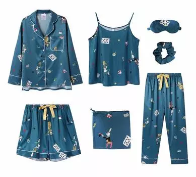 Rose Halcyon Satin Long Summer Women s Pajamas, Loungewear, Sleeves, Pants, Camisole, Fall, Spring, (F42-S)