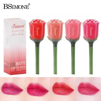 Rose Lip Glaze Губная помада Матовая матовая увлажняющая антипригарная глазурь для губ