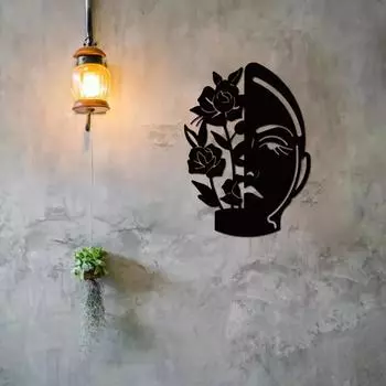 Rose Metal Wall Art – Modern Faces Design for Living Rooms | Stylish Metal Wall Hangings | Perfect Housewarming Gift светло-серый