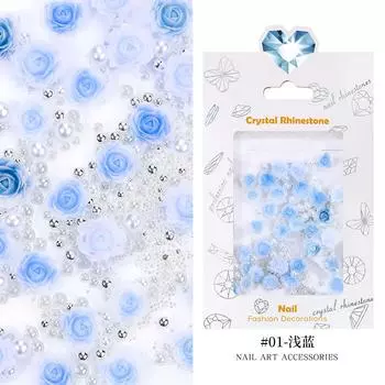 Rose Nail Art Trinket Three-Dimensional Flower Resin Size Pearl Steel Ball Mixed