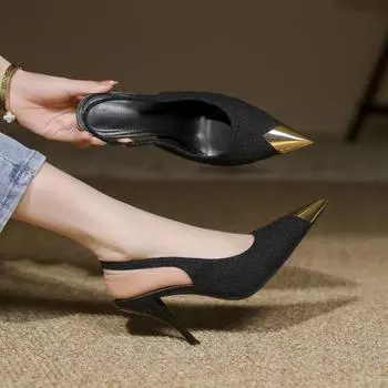 Rose Park Caiying те же черные туфли на высоком каблуке женские 2024 года с французской квадратной головкой и тонким каблуком сексуальные одинарные туфли нишевый темперамент 34