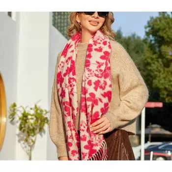 Rose Print Cashmere Thickened Scarf Women s Fashion Versatile Shawl Scarf 65*180cm