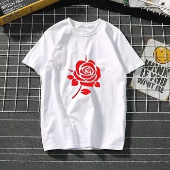 Rose, Print, Short-Sleeved Women S