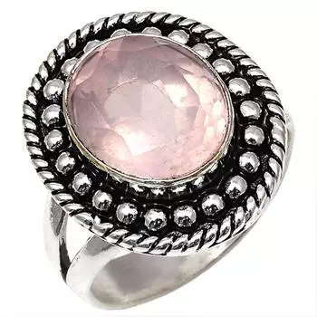 Rose Quartz Feceted Gemstone Handmade Silver Jewelry 6.5