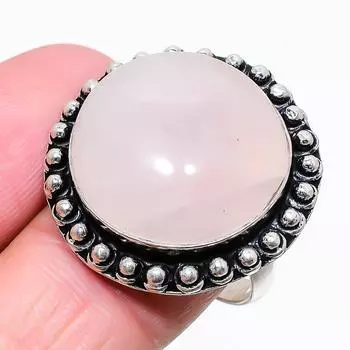 Rose Quartz Gemstone 925 Sterling Silver Jewelry Ring Size 8 K9S77 8 розовый