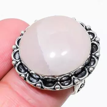 Rose Quartz Gemstone 925 Sterling Silver Jewelry Ring Size 7 Q0t92 7 розовый