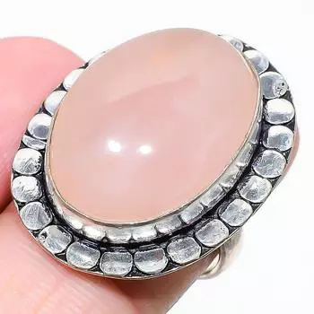 Rose Quartz Gemstone 925 Sterling Silver Jewelry Ring Size 7.5 d6w26 7.5 розовый