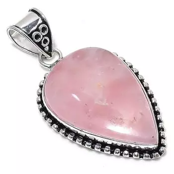 Rose Quartz Gemstone Handmade 925 Sterling Silver Jewelry Pendant 2.36 G5A31