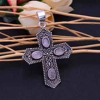 Rose Quartz Gemstone Handmade 925 Sterling Silver Jewelry Pendant 3 n7f38