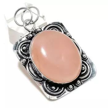 Rose Quartz Gemstone Handmade 925 Sterling Silver Jewelry Pendant 2.05 V9W04