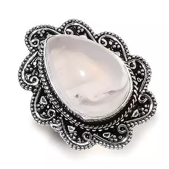 Rose Quartz Gemstone Handmade 925 Sterling Silver Jewelry Ring Size 8.5 K3U03