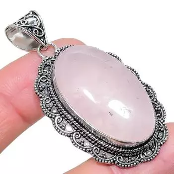 Rose Quartz Gemstone Handmade 925 Sterling Silver Jewelry Pendant 2.17 AH-895 2.2 розовый