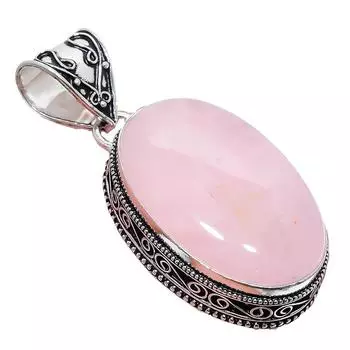 Rose Quartz Gemstone Handmade 925 Sterling Silver Jewelry Pendant 2.17 AH-886 2.2 розовый