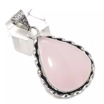 Rose Quartz Gemstone Handmade 925 Sterling Silver Jewelry Pendant 2.05 v2j68