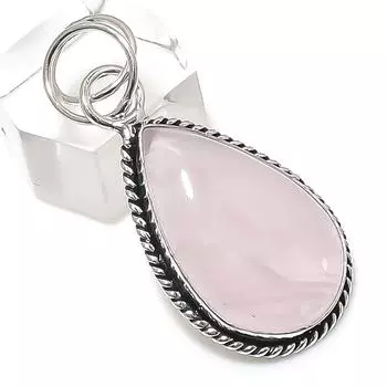 Rose Quartz Gemstone Handmade 925 Sterling Silver Jewelry Pendant 1.77 H6f36