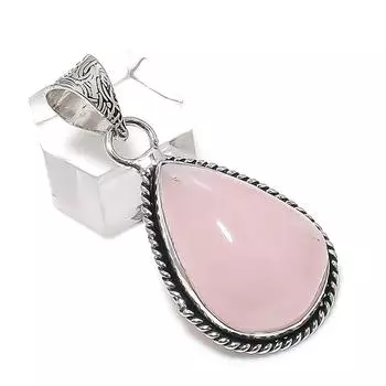 Rose Quartz Gemstone Handmade 925 Sterling Silver Jewelry Pendant 1.77 F4e47