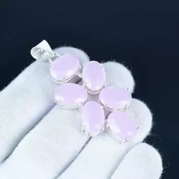 Rose Quartz Gemstone Pendant 925 Sterling Silver- Handmade Design, Everyday Wear Jewelry, Unique Rose Quartz Pendant Wadding Gift 2.5 розовый