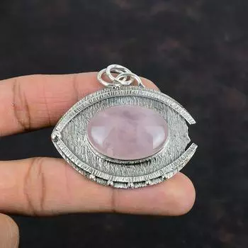 Rose Quartz Gemstone Pendant 925 Sterling Silver Pendant Handmade Jewelry Statement Pendant Elegant Pendant Silver Jewelry Anniversary Gifts
