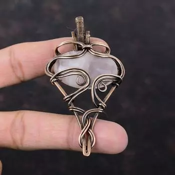 Rose Quartz Gemstone Pendant Copper Wire Wrapped Rose Quartz Jewelry Handmade Pendant Brand New Pendant Copper Wire Wrapped Pendant For Gift