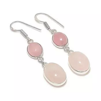 Rose Quartz Handmade 925 Sterling Silver Jewelry Earring 2.05 O3H95