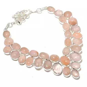 Rose Quartz Handmade 925 Sterling Silver Jewelry Necklace 18 C4L36